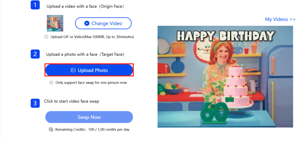 Step 2: Upload Your Face